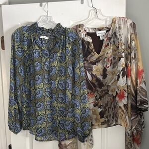 BUCKETLIST Blue and Multicolor Patterned Blouses